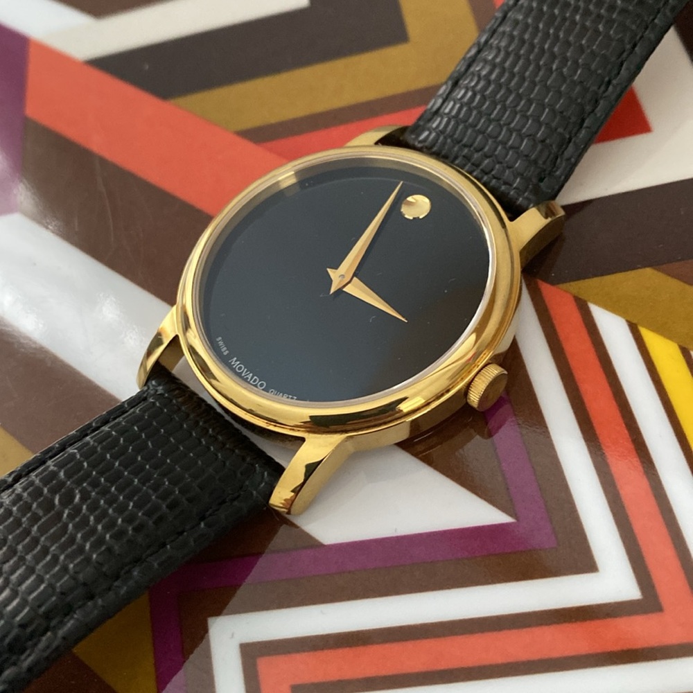 Movado Gold and Black Timepiece - Picture 6 of 7